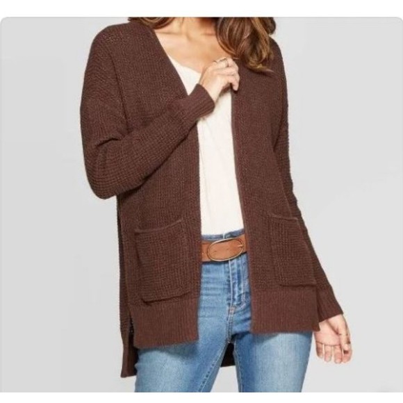 Universal Thread Sweaters Universal Thread Brown Open Front